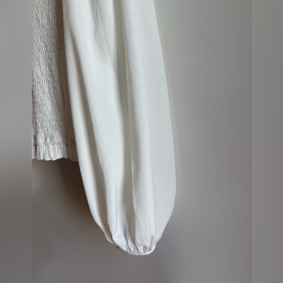 Petal Roz White Ruched long sleeve chiffon top women’s small blouse - Picture 4 of 11